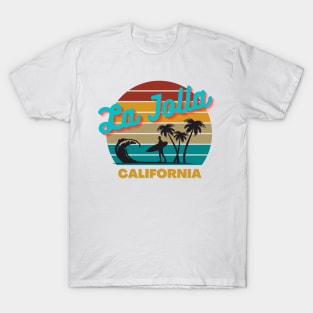 La Jolla California Retro Vintage Sunset Typography T-Shirt